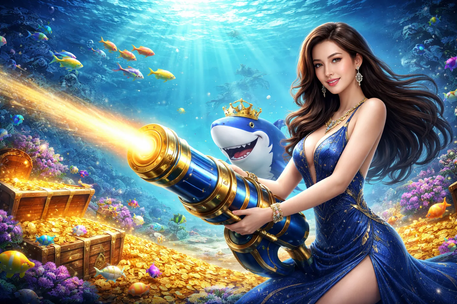 Hình ảnh chính game bắn cá us8 với nhiều loài cá và phần thưởng